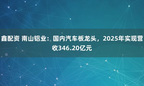 鑫配资 南山铝业：国内汽车板龙头，2025年实现营收346.20亿元